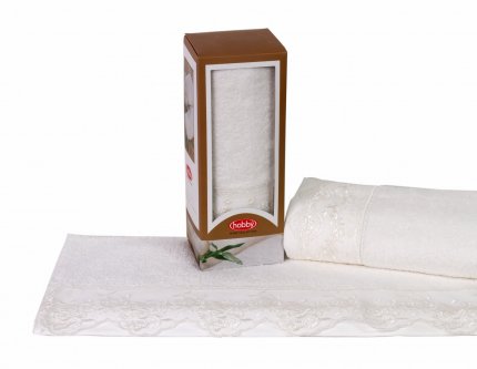 Махровое полотенце 60% бамбук (50x90 см), 1501000372, кремовый, 50x90 - фото 1