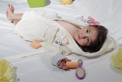Халат детский бамбуковый с капюшоном (4-5 лет), 912/3/CHAR002, кремовый, 4-5 лет - фото 1