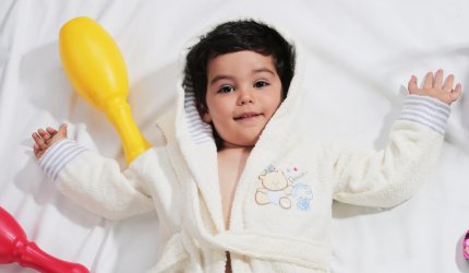 Халат детский бамбуковый с капюшоном (4-5 лет), 912/4/CHAR002, екрю, 4-5 лет - фото 1