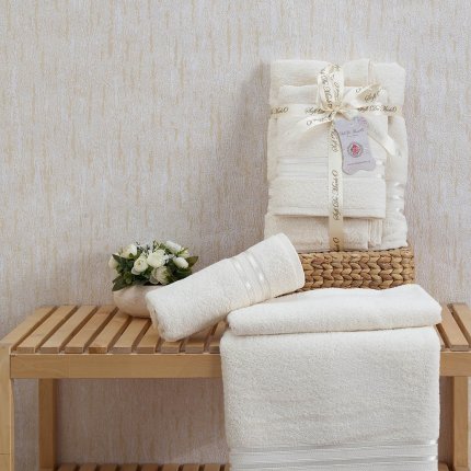 Комплект махровых полотенец, S.105 крем, крем - фото 1