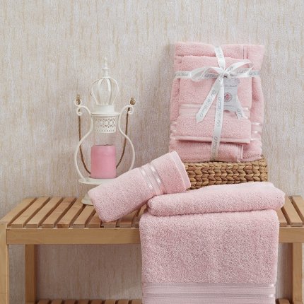 Комплект махровых полотенец, S.105 розовый, розовый - фото 1