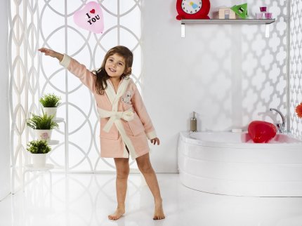 Халат детский с велюром капюшоном (2-3 лет), 2820/CHAR001, абрикосовый, 2-3 лет - фото 1