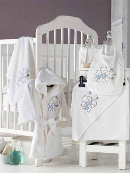 Набор махровый детский халат и полотенце (1-3 лет), 2043/CHAR009, кремовый, 1-3 лет - фото 1